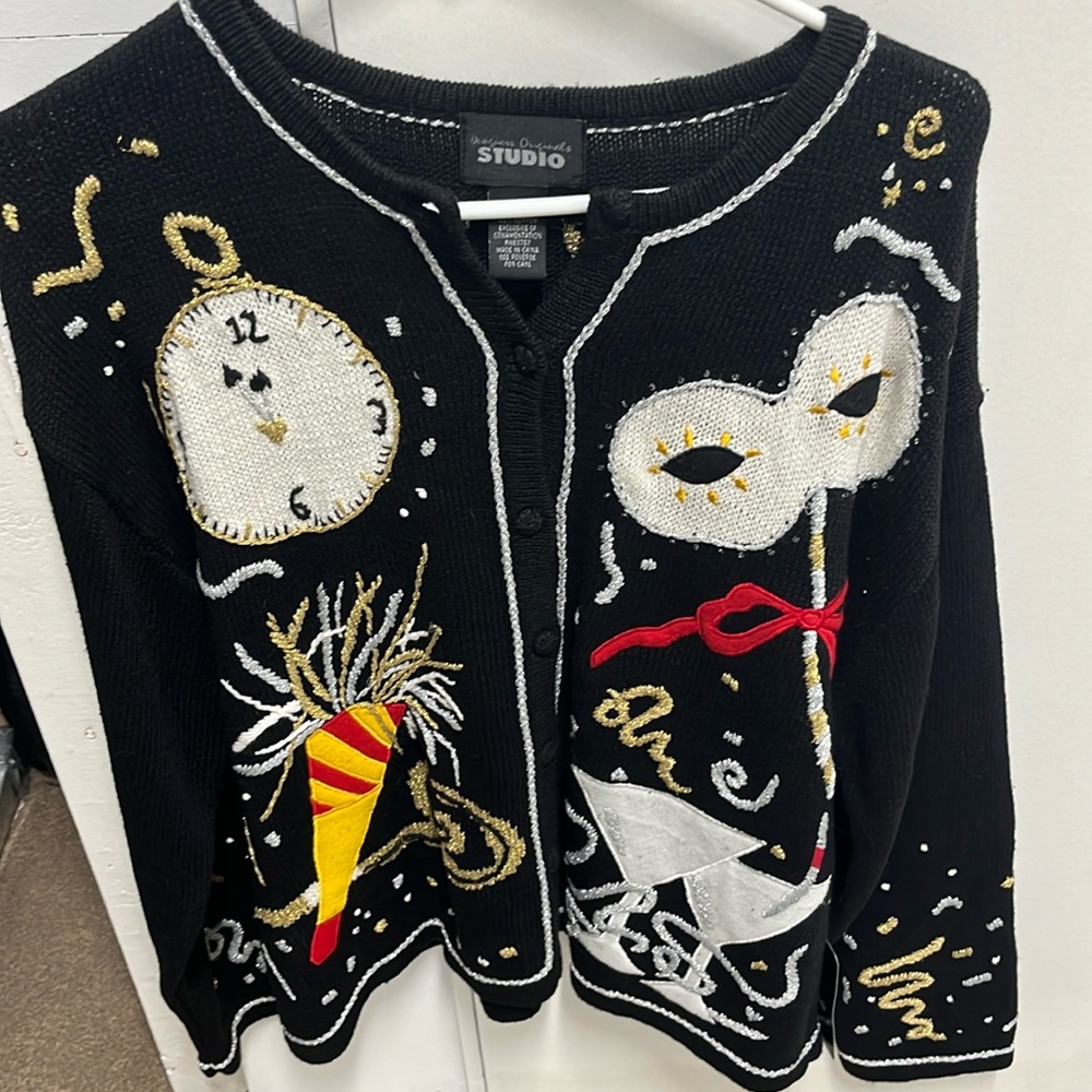 Embellished black sweater